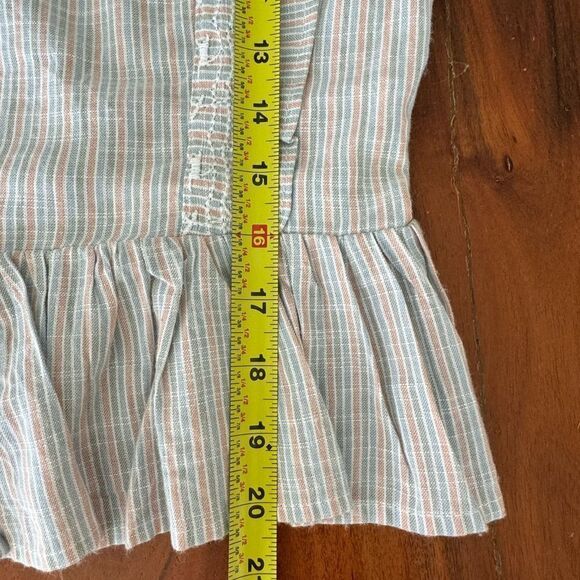 Japna Woman's Smocked back Peplum Square Neck Striped Ruffles Top Sz L - Picture 10 of 11